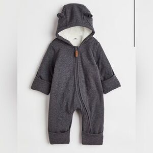 H&M Organic Cotton Cozy Hooded Baby Jumpsuit With Arm & Leg Covers